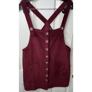DEREK HEART CORDUROY BUTTOM DOWN SLEEVELESS BURGUNDY MINI DRESS SIZE XL